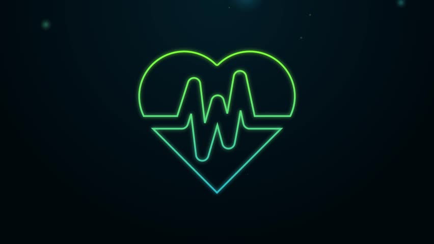 Neon Heartbeat on Black Isolated Background Stock Video - Video of beat,  monitor: 180104501