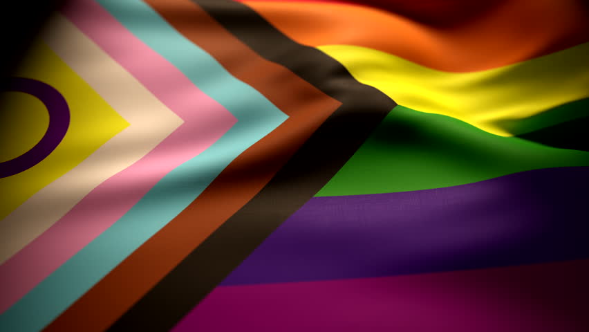 LGBTI motion video background with colored rainbow flag palette, slow ...