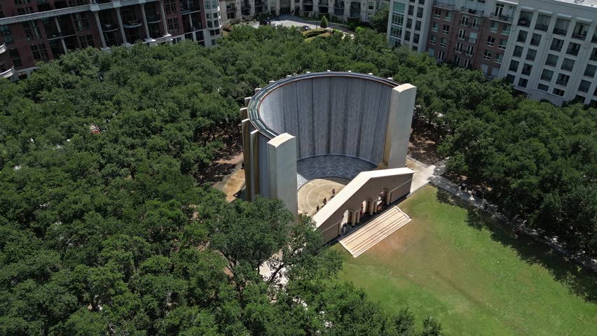 Aerial side view of waterwall park, Houston Texas Royalty-Free Stock Footage #1105880507