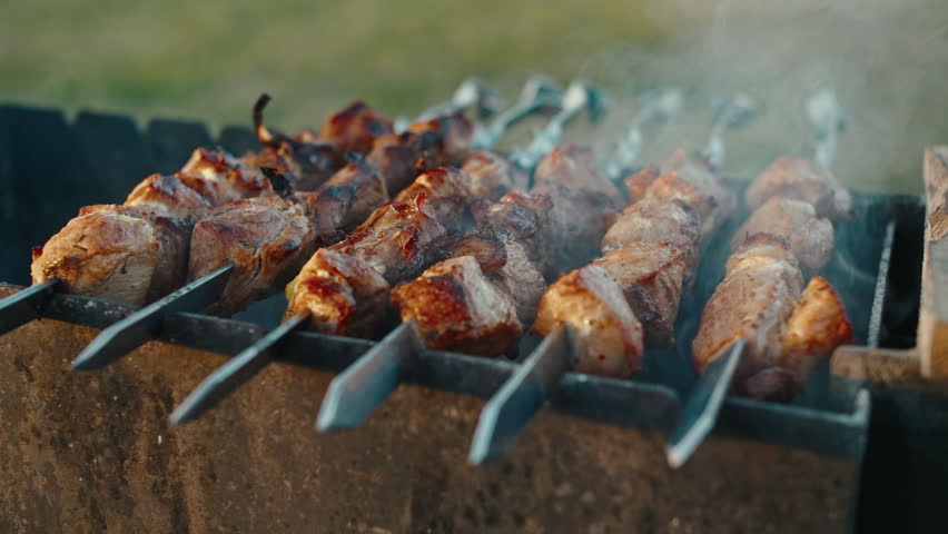 Unforgettable Barbecued Shashlik on Smoking Grills.