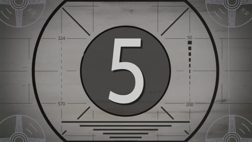 retro style countdown on gray screen
