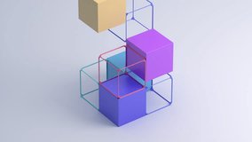 Abstract 3d animation, colorful geometric composition with cubes, 4k seamless looped video - Powered by Shutterstock - Get 15% off with code: PIKWIZARD15
