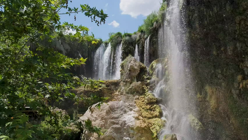 Gorgeous, natural wonder waterfall. It is located within the provincial borders of Konya in Turkey. It is known as Göksu waterfall. Royalty-Free Stock Footage #1105898453