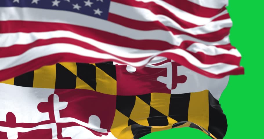 Close-up flag of USA ripples in a breeze. USA Flag waving in slow ...