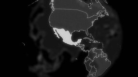 Mexico Country alpha for editing Data analysis Technology Globe rotating, Cinematic video showcases a digital globe rotating, zooming in on Mexico country alpha for editing template