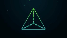 Glowing neon line Geometric figure Tetrahedron icon isolated on black background. Abstract shape. Geometric ornament. 4K Video motion graphic animation. - Powered by Shutterstock - Get 15% off with code: PIKWIZARD15