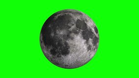 The Full Moon Rotating on green screen chroma key background for keying. Looped footage in Ultra HD 4K. 3D visualization. . 3D Illustration - Powered by Shutterstock - Get 15% off with code: PIKWIZARD15