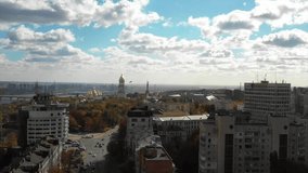 Park of Glory, Metro Bridge, Pechersk Lavra, Aerial drone footage. Dnipro river view. panorama of Kyiv in summer. Aerial drone footage of Arsenalna district in Kyiv,Ukraine shot with flying camera 
