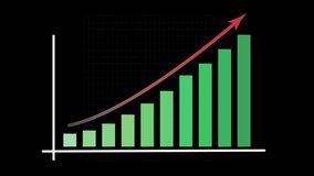 Business growth infographics animation with rising arrow and bar stats appearing - Powered by Shutterstock - Get 15% off with code: PIKWIZARD15