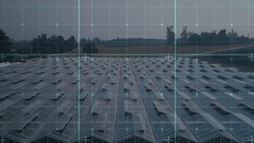 Animation of scope scanning and data processing over solar panels and landscape. Global solar energy, digital interface, finances, computing and data processing concept digitally generated video. - Powered by Shutterstock - Get 15% off with code: PIKWIZARD15