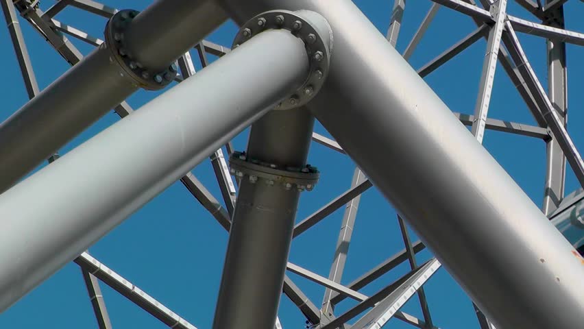 Connections of large metal pipes in close-up Royalty-Free Stock Footage #1105939001
