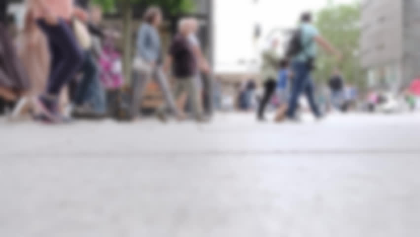 Blurred, defocused people, youth walking in daytime summer Frankfurt, feet of pedestrians walking close up, Zeil street, European population, urban lifestyle, cityscape photography | Shutterstock HD Video #1105948467