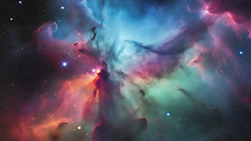 A combination of bright colors in the cosmic nebula. High quality 4k footage Royalty-Free Stock Footage #1105948731