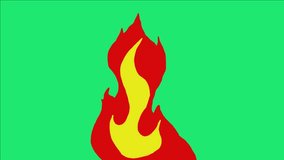 Cartoon animation of fire effect on green screen. Perfect for cartoon video elements, footage, presentations, commercials and more