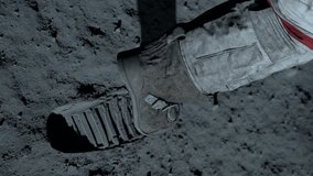 Lunar astronaut walking on the moon's surface and leaves a footprint in the lunar soil. 3d rendering. Some Elements of this video furnished by NASA. - Powered by Shutterstock - Get 15% off with code: PIKWIZARD15
