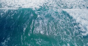 Sea wave video Drone flying over big wave Top-view wave rolling in sea Aerial view cinematic sea wave in nature Location Andaman sea Phuket Thailand on June 2023. High quality video 4K DCI ProRes