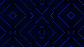 neon laser blue on black diamond , rhombus ,squares  shape pattern texture empty space , blank backdrop . Abstract technology motion background. Seamless looping. Video animation Ultra HD 4K 3840x2160
