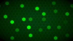 Futuristic surface green hexagonal neon effect on balck concept with hexagons. Trendy sci-fi technology background with hexagonal pattern. Seamless loop.
