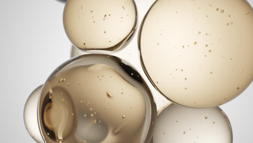 Cosmetics golden serum liquid bubbles abstract background. Cosmetic moisturizer essence gel. Collagen fluid bubble molecule. Moisturizing cream or oil for personal health care and beauty skin concept | Shutterstock HD Video #1105975317