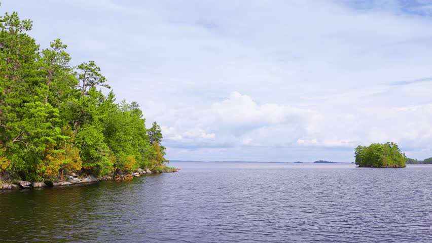 The beautiful Rainy Lake and forests of Voyageurs National Park in northern Minnesota along the border of Canada.