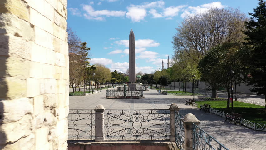 Hipodrom, Egyptian Obeliks, Sultan Ahmet quare, Istanbul Turkey, drone footage, oe01