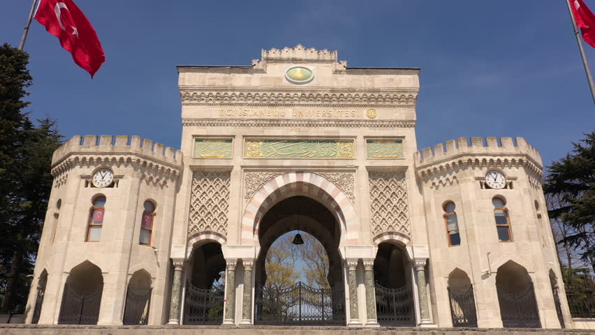 Istanbul University main gate zoom out, old palace, Turkey, oe01