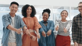 Teamwork, thumbs up and business people for success, thank you or winning, yes and like sign at marketing agency. Portrait of happy diversity group or men and women with okay, good job hands or emoji - Powered by Shutterstock - Get 15% off with code: PIKWIZARD15