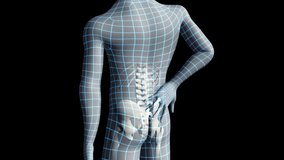 painful back Spine Trauma or Arthritis Augmented Reality back pain 3d rendered medical animation