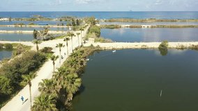 Aerial video of fish ponds, and the beach in the area of Maagan Michael Israel