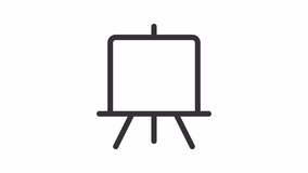 Drawing board animated icon. Painting artwork line animation. Artistic expression. Art class. Creative occupation. Black illustration on white background. HD video with alpha channel. Motion graphic