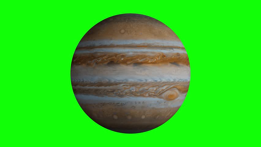 The Jupiter Rotating on green screen chroma key background for keying. Looped footage in Ultra HD 4K. 3D visualization. . 3D Illustration