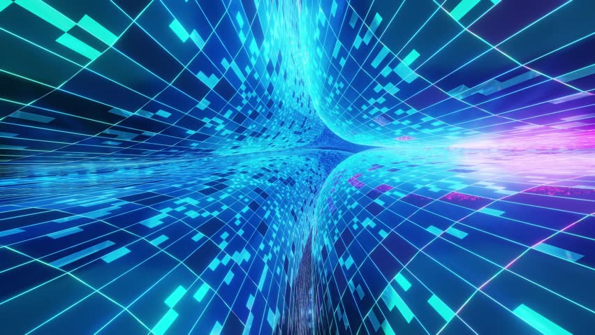 3D loop animation of futuristic infinity tunnel of many glass. 3D Illustration