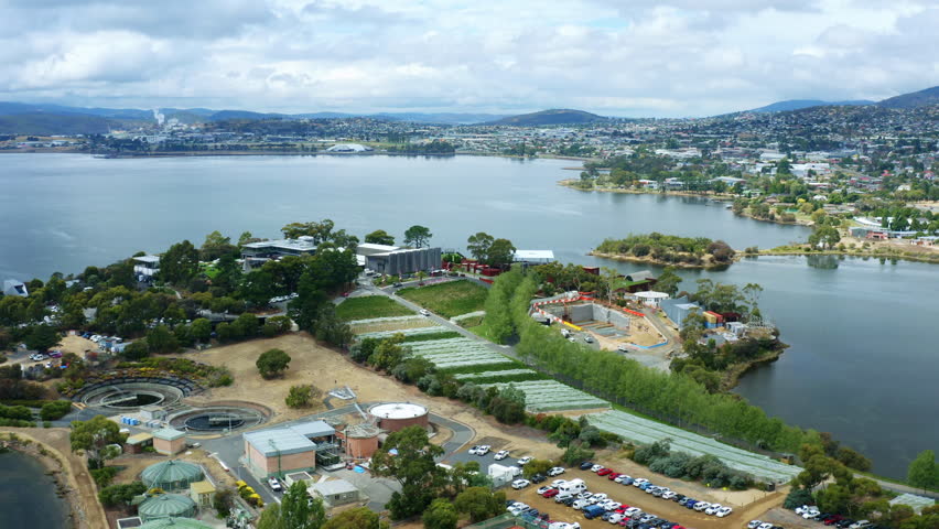 Drone Flyover Popular Landmark MONA Museum In Hobart Under Construction, 4K Tasmania