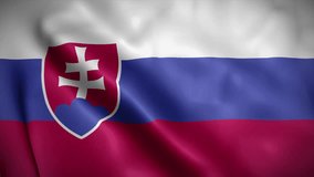 Slovakia flag background realistic waving in the wind 4K video, for Independence Day or Anthem (Perfect Loop)