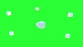 3D animation of blue cubes on a green background. Animation Intro for news and video blogs. Beautiful background animation for a website.