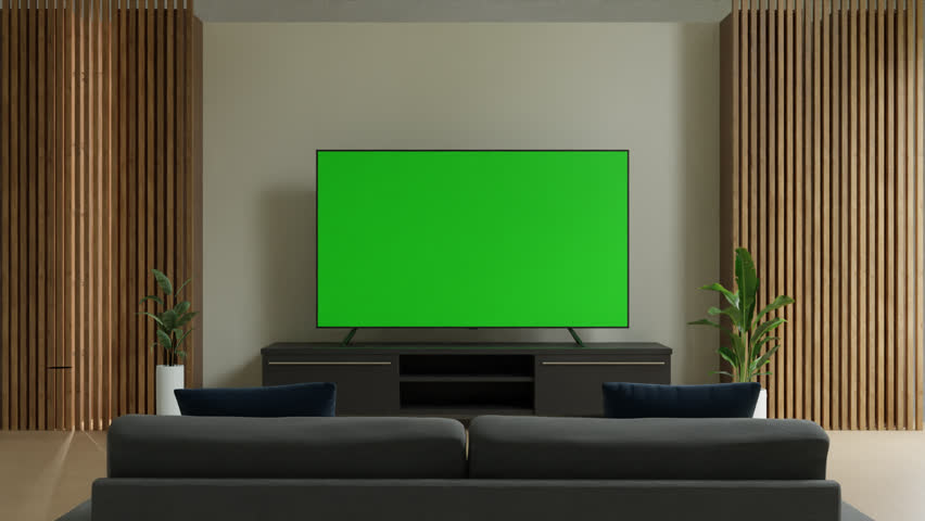 zoom in TV or close up footage in TV room, 3d illustration rendering Royalty-Free Stock Footage #1106015741
