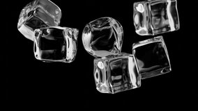 Collection of Ice Cubes on black background. Falling down in slow motion. 3d rendered 4k animation. 3D Illustration - Powered by Shutterstock - Get 15% off with code: PIKWIZARD15