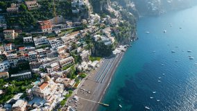 Aerial view of Amalfi Coast with ocean and mountains
