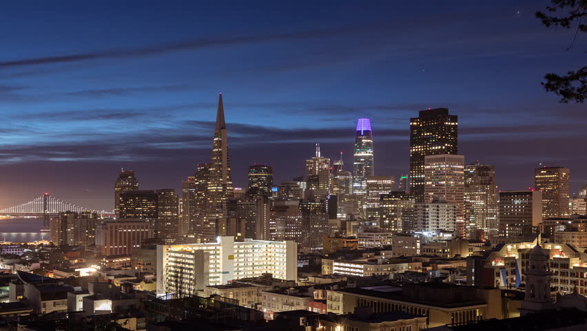 San Francisco, California City Skyline Sunrise Time Lapse Royalty-Free Stock Footage #1106020127