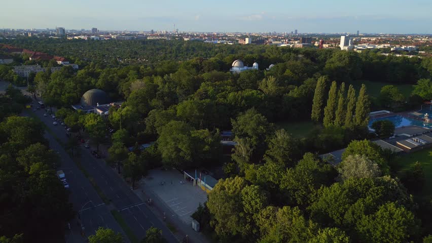 street park Berlin summer city Germany Europe. Lovely aerial view flight drone