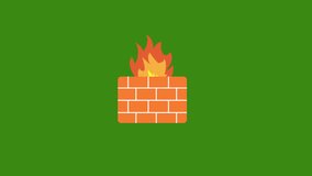 Firewall Protection icon animation.green background.
