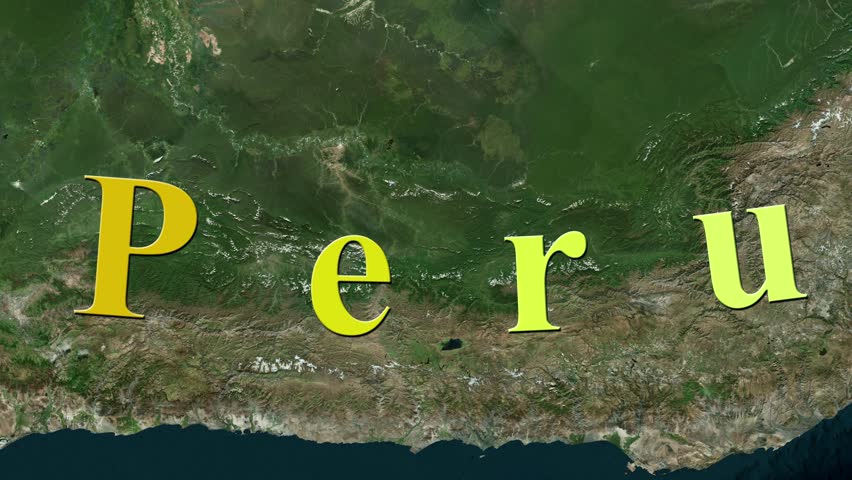 Animated 3D Map of Peru along with Zooming , Panning and Rotation .