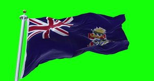 Cayman Islands flag realistic waving in the wind 4K video, for Independence Day or Anthem etc, green screen background chroma key (Perfect Loop)
