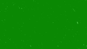 Falling Snow Overlay on Green Background. Winter Animation with Chroma Key. 4K Resolution.