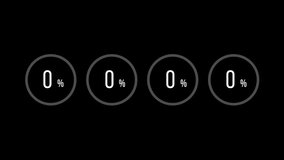 Percentage Counter, Loading Circle, Tech Style Infographics Progress Bar Animation. Matte Channel Video. High Quality 4K Resolution.
