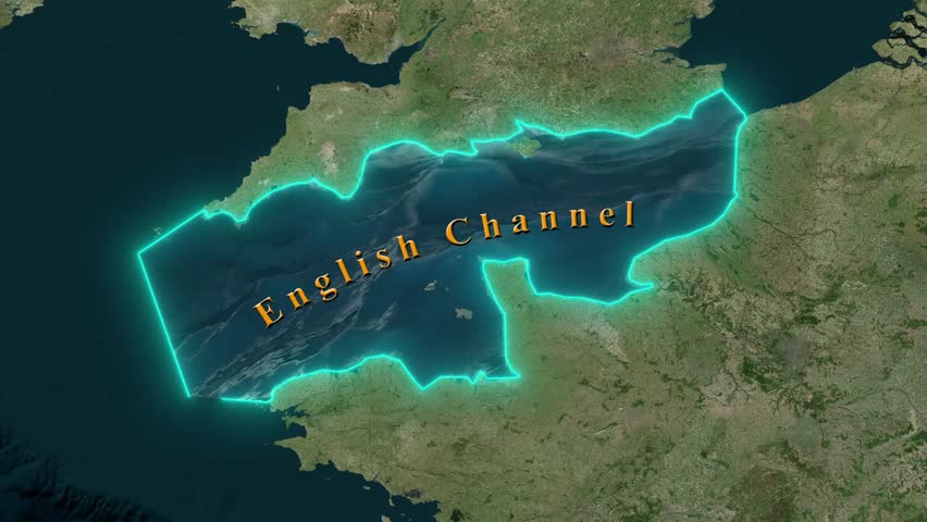Animated 3D Map of English Channel along with Zooming , Panning and Rotation .