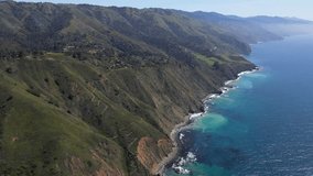 Aerial drone vidoe view of Big Sur California Pacicific Highway