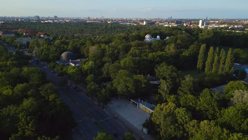 green park Berlin summer city Germany Europe. Magic aerial top view flight drone