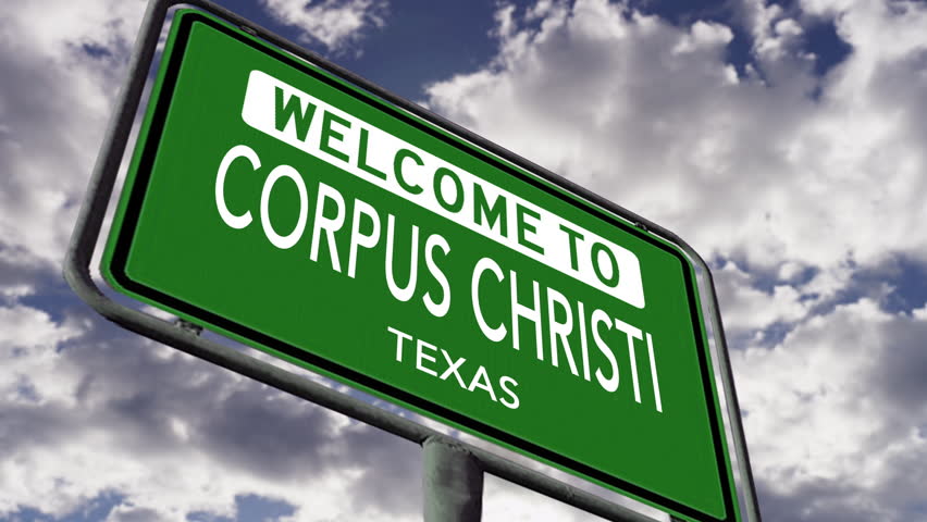 Welcome to Corpus Christi, Texas. USA City Road Sign Close Up, Realistic Animation Royalty-Free Stock Footage #1106064553