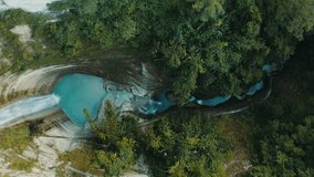 TOP DOWN VIEW OF WATERFALL CEBU PHILIPPINES DRONE VIDEO